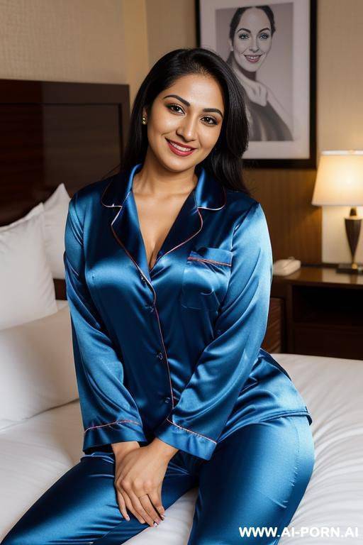 satin pajamas, night time, (photorealistic), (ultra detailed photo), (hyper realistic photo), (mukerji ), busty - #main