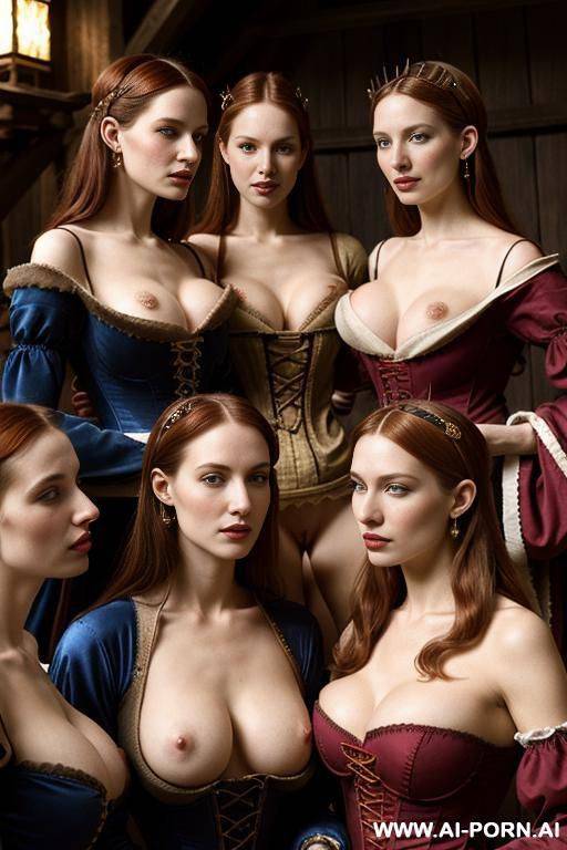three bimbo supermodels at halloween party, high detail photo, high face details, all topless, - #main