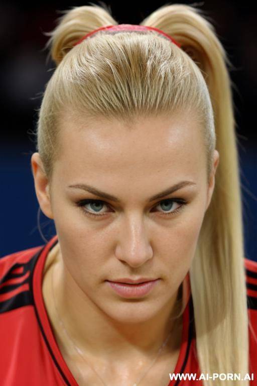 russian volleyball player blonde ponytail close-up serious - #main