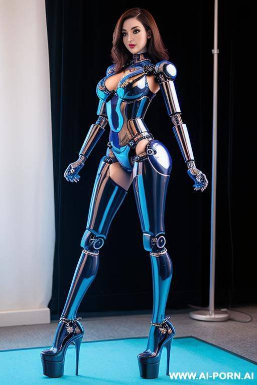 shapely robotic legs in robotic ultra-high platform stilettos - #main