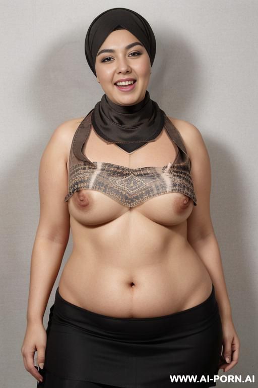 nude pakistani, (((((black arabic head scarf))))), brown skin, (((very wide hips))), extremely wide hips, dark brown nipples, (((naked))), nude, big hard brown nipples with big areolas. ((slutty)) - #main