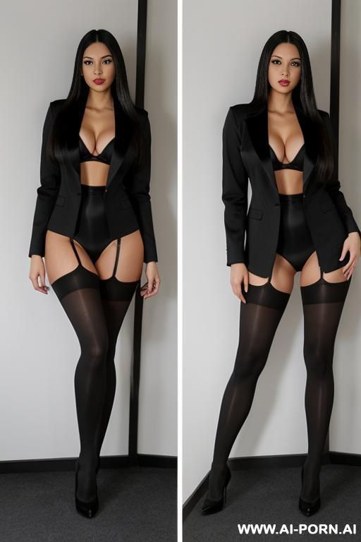 in a jacket. in tights. big thighs. long straight hair. tall. - #main