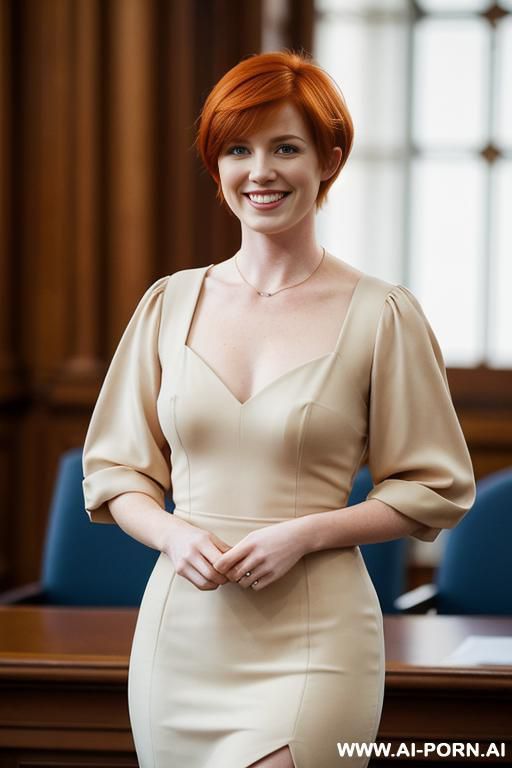 at home, woman, redhead, smiling, pixie haircut, s - #main