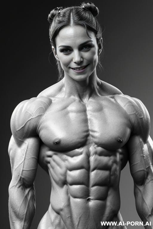 (naked pretty short white fbb), (nude pretty short white fbb), (looking at the camera with pretty eyes), beautiful eyes, ultra detailed, best quality, finely detailed muscle, ultra detailed muscles, - #main