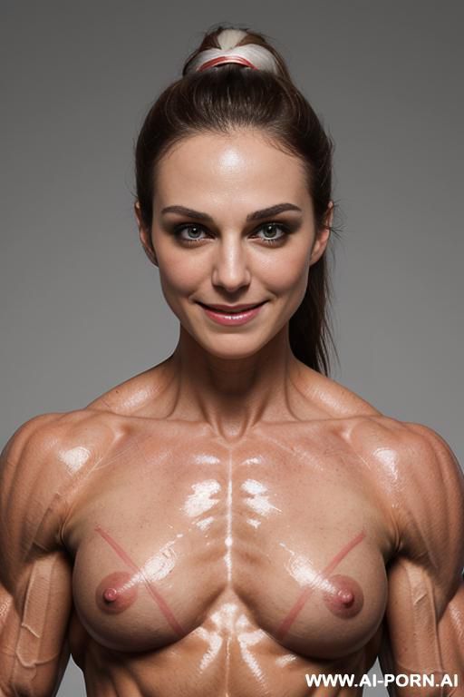 (naked smiling pretty short white), (nude smiling pretty short white fbb), (looking at the camera with pretty eyes), beautiful eyes, ultra detailed, best quality color, finely detailed muscle, ultra - #main