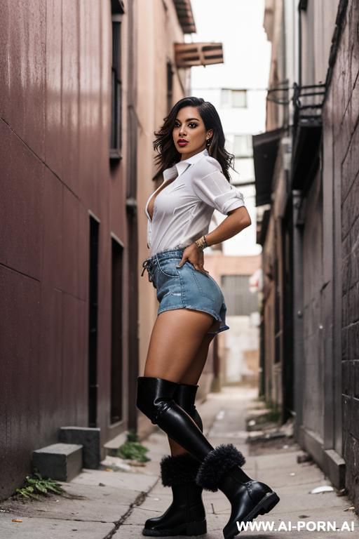 latina wearing uggs boots, opened shirt and shorts. twerking - #main