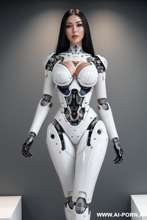 ((ultra realistic very beautiful four k quality to very detailed image to robotic body, beautiful cyborg robot male )),(( artificial big boobs total covered only latex skin white)) natural face, - #main