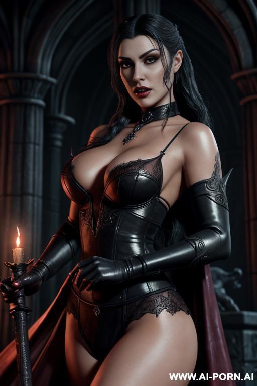 (s e r a n a from the elder scrolls v), finely detail, ultra detailed face, highly detailed skin, highly detailed hands, looking at viewer, (eye contact), orange eyes, wears vampire royal - #main