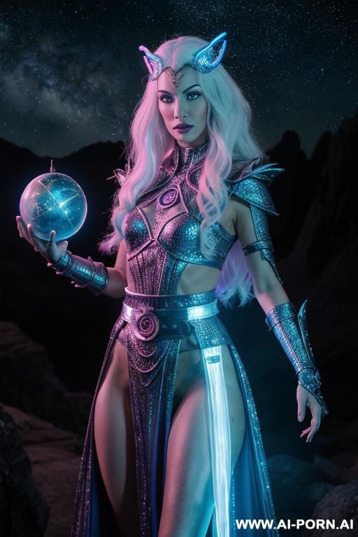 space wizard, looking at viewer, (eye contact), front view, finely detail, majestic view, ultra detailed face, highly detailed skin, highly detailed hands, tall athletic body, ((white colored shiny - #main