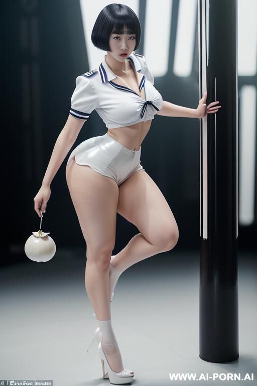 (((full body view))), ((extremely white pallid skin)), ((ghastly white shiny skin)) (((extremely wide hips))), disproportionally large ass, (((huge hyper colossal ass))) disproportionally wide hips, - #main