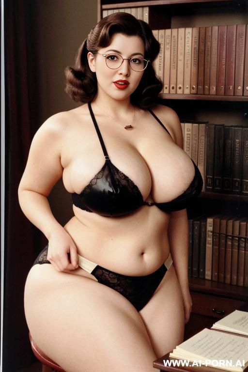 ((huge natural boobs)) and ((round face)). glasses. nerdy. secretary outfit. retro, vintage. curvy body. full body. . - #main