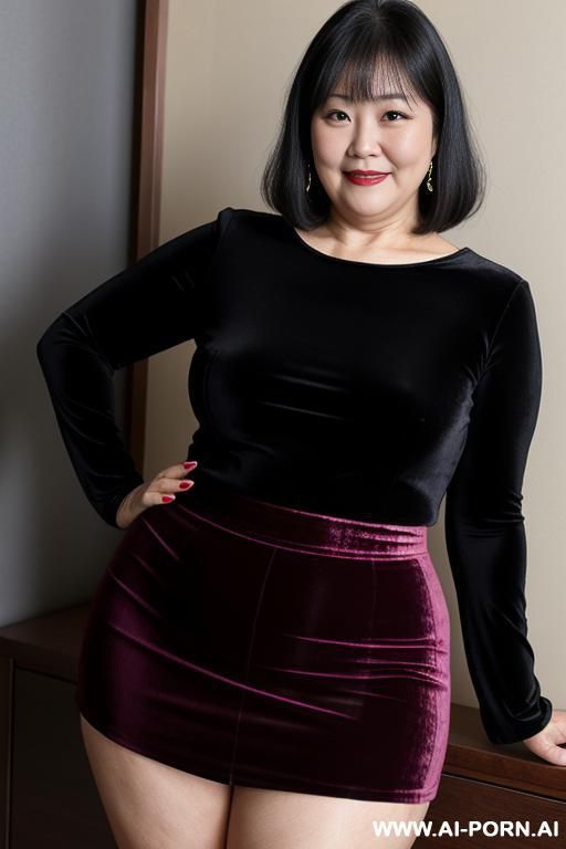 velvet skirt velvet split top - #main
