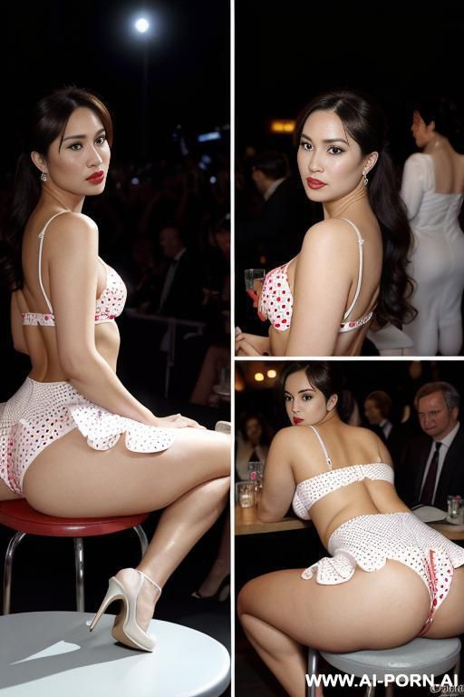 ((fat ass)), celulitis legs ((thicc body)) ,perfect round ass ,((big booty )),((wide-hips)) thicc curvy model ,full side view sophisticated milf with very huge nipples, wearing very huge full cup - #main