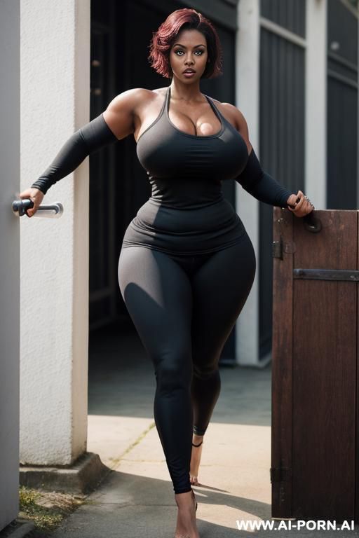 sexy bimbo milf, milf, matured milf, thot, really dark black skin, deep dark black skin color, ultra thicc, bulked up thighs, tight shirt, extremely gigantic boobs, perfect eyes - #main