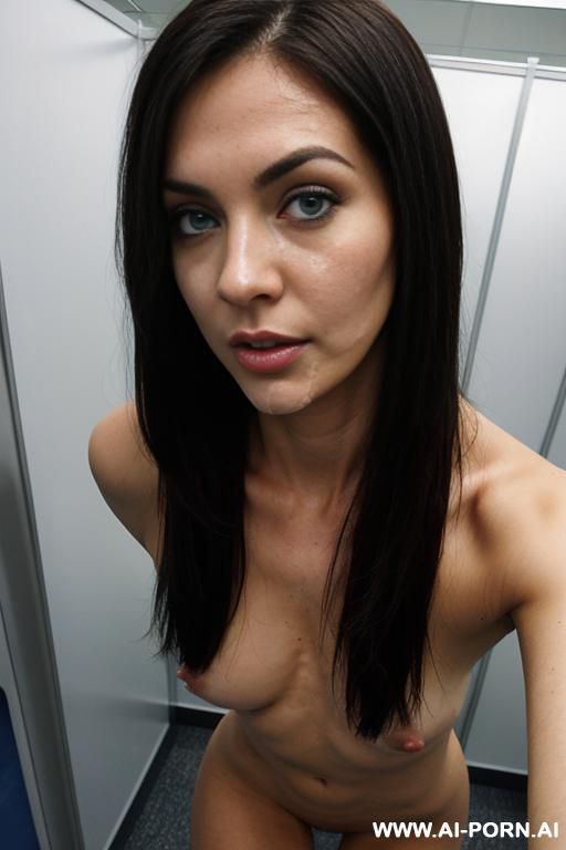 side view, full view, hands behind the back, big pendulous boobs - #main