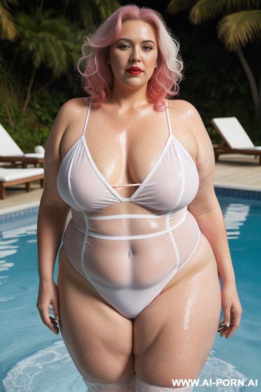 redhead athletic gilf bbw granny, sexy curvy pink lingerie see through wet. red lipstick sexy big lips. - #main
