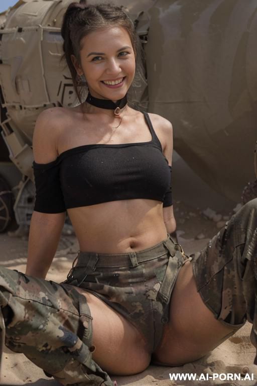 ((topless)), ((natural plump breasts), (pretty face), (wide hips), (soft seductive smile), (baggy pants), (choker) - #main