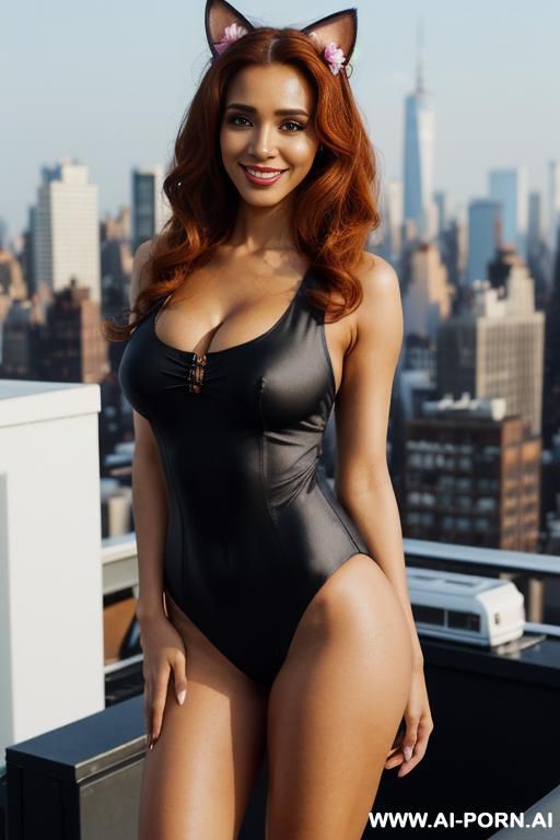 ( black crew neck sleeveless swimsuit bodysuit ), (((standing in a modern manhattan penthouse rooftop ))), (( indian )), (lean), (pretty face), (detailed face), (perfect), (natural lighting), ((highly detailed photo)), (asin), ((busty)) - #main