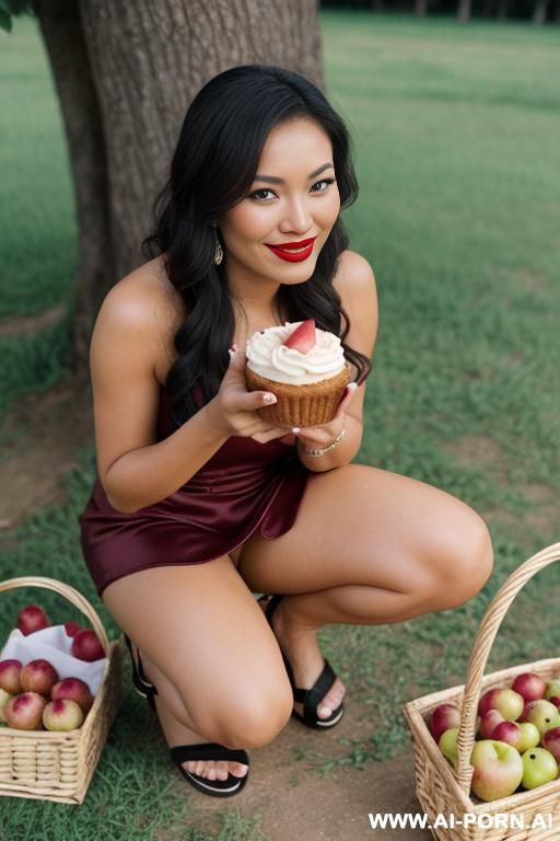 makeup. smiling. dark red lipstick. cambodian. squatting. sexy. beauty. - #main