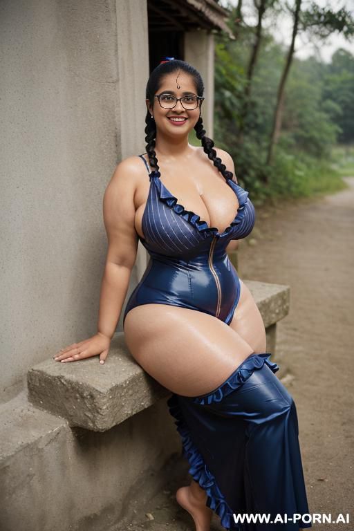 body phot a river bank.((british bbw (thick with love handless)). ((wearing a red tiger striped sexy and hot 1 piece swimsuit wetsuit and a dark-blue ruffle silk micro-skirt)). she is smiling. women 0 years old over w - #main