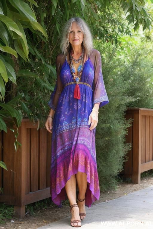 beautiful mature lady, hippie dress, seductive - #main