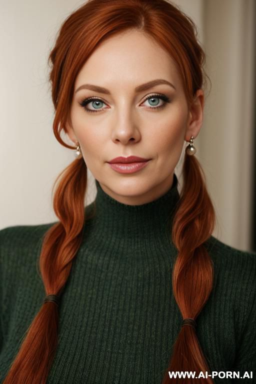 gorgeous mature face, narrow waist, round hips, long hair, full make up, necklace, earings, jumper top, virgin sweater,, fullshot camera - #main
