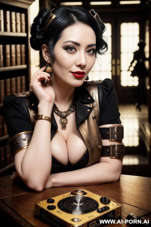black hair, face, red lips, chinesse eyes, 20 years old, short hair, cum in breast - #main