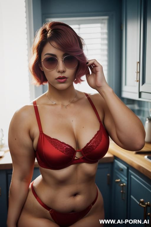 ((((a curvy plus size woman )))),(( full side view)). standing she is looking over her shoulder at the camera, wearing a shiny glossy micro slingshot bikini that accentuate her (((full hips and - #main