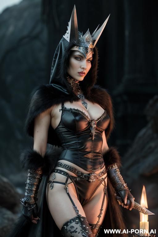 (front view), (eye contact), looking at viewer, dominant body pose, threaing looking woman, arrogant cruel face, ultra realistic, slender sinewy body, sharp breasts, (ashed grayish skin), wearing hawk - #main
