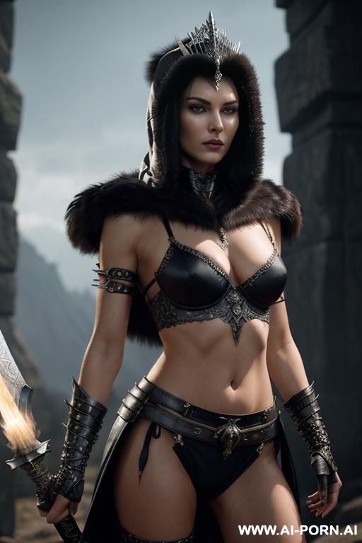 (front view), (eye contact), looking at viewer, dominant body pose, threaing looking woman, arrogant cruel face, ultra realistic, slender sinewy body, sharp breasts, (pallid skin), wearing hawk cloack - #main