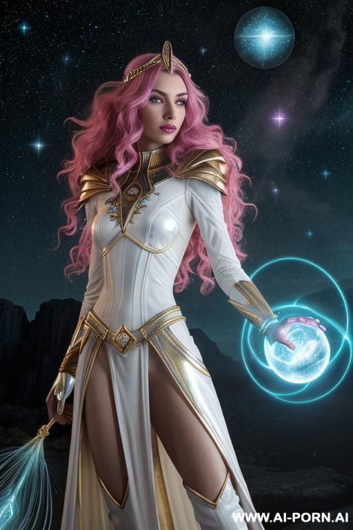 (front view), (eye contact), (detailed face), (detailed body), (detailed skin), (detailed hands), science fiction space wizard, tall slender figure, ghostly athletic body, graceful strong limbs, - #main