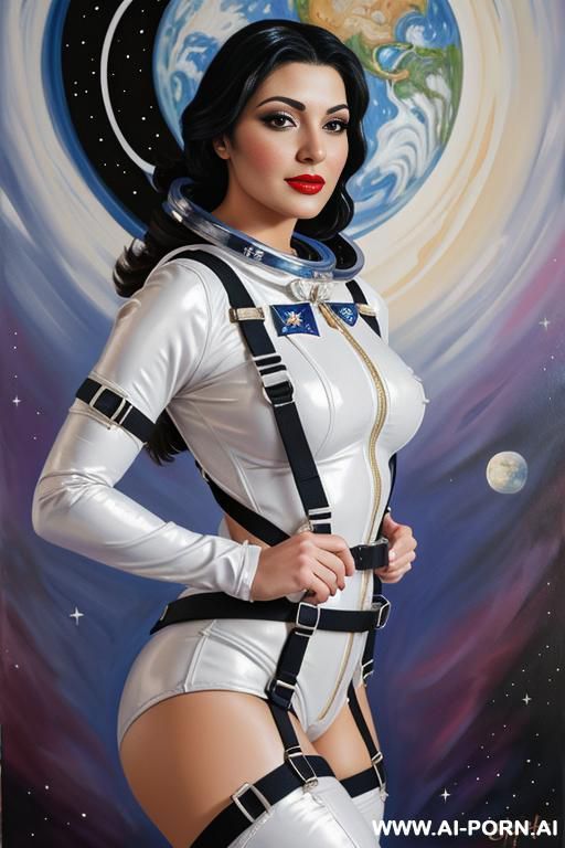 woman wearing strap-on harness, pinup painting style - #main