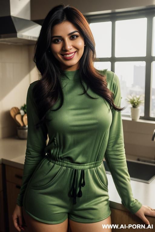 ((( pakistani ))), ((long sleeve crew neck romper )), (christmas), (big nose), ((smiling at the camera)), photorealistic, (ultra detailed photo), (hyper realistic photo), standing in a modern manhattan - #main