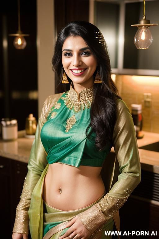 ((( pakistani ))), ((fancy colorful wedding highly detailed long sleeve crew neck sari )), (christmas), (big nose), ((smiling at the camera)), photorealistic, (ultra detailed photo), (hyper realistic - #main