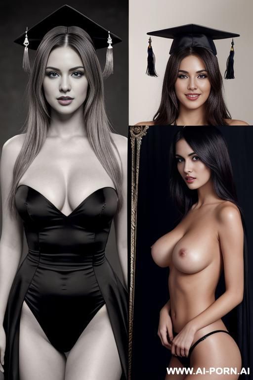 yearbook, topless photos, gown and mortarboard, showing boobs, showing nipples - #main