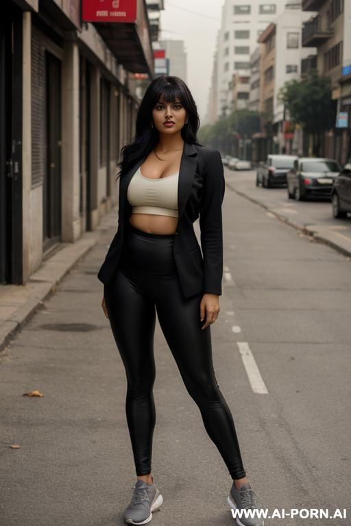 blazer, sports bra, leggings, seductive - #main
