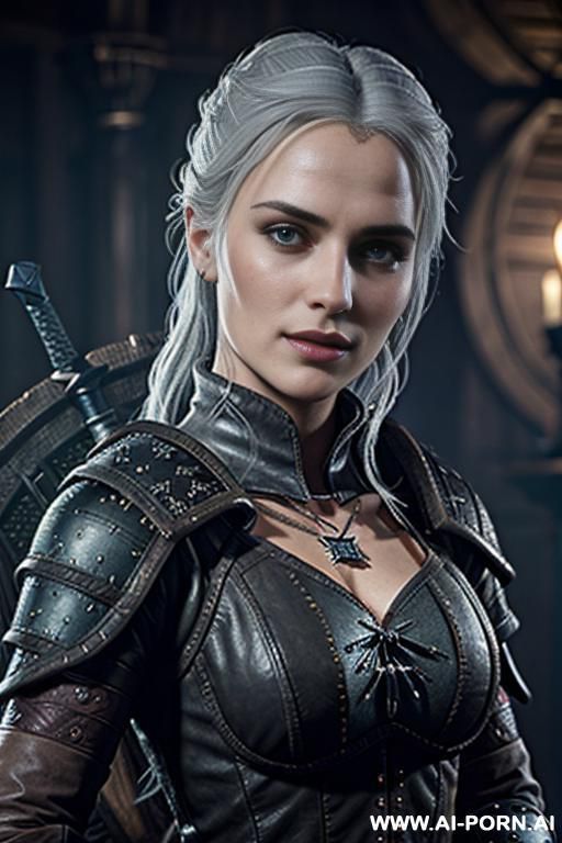 ((witcher princess ciri)) (frontal view) strong body (keep face) bubble butt, muscular thighs, thigh gap, narrow waist, firm boobs (perfect model face) beautiful bright eyes (beautiful sexy face) - #main