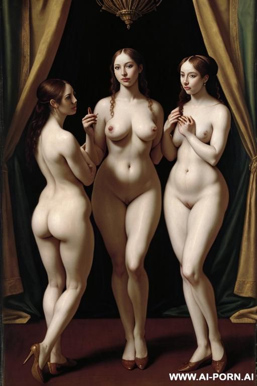 renaissance painting of the three graces. three naked graces with big butts and big boobs - #main