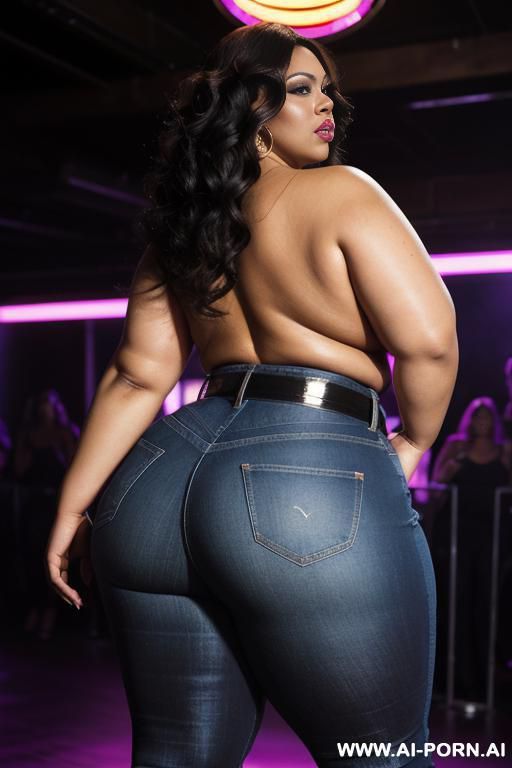 ebony, flared jeans, belt, ass - #main