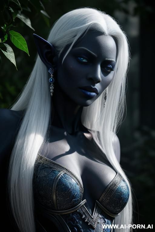 (front view), e i l i s t r a e e, the dark dancer, goddess from d&d, finely detail, drow skin, drow ears, ultra detailed face, highly detailed skin, highly detailed hands, tall and - #main