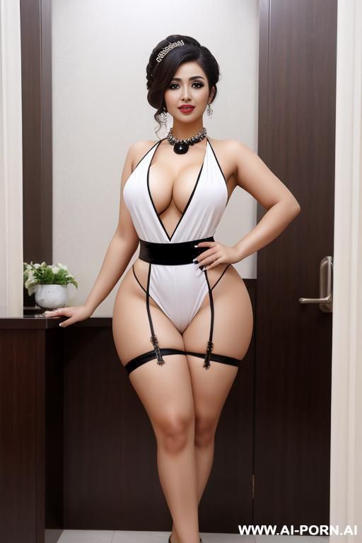 manail baghdadi upper-class-lady, wide-hips-cartoonish-body, m-tone skin - #main