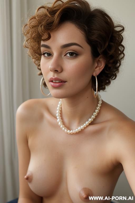 gorgeous round face, pearl necklace, hoop earrings. - #main