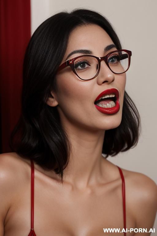 in glasses, open mouth, red lips - #main