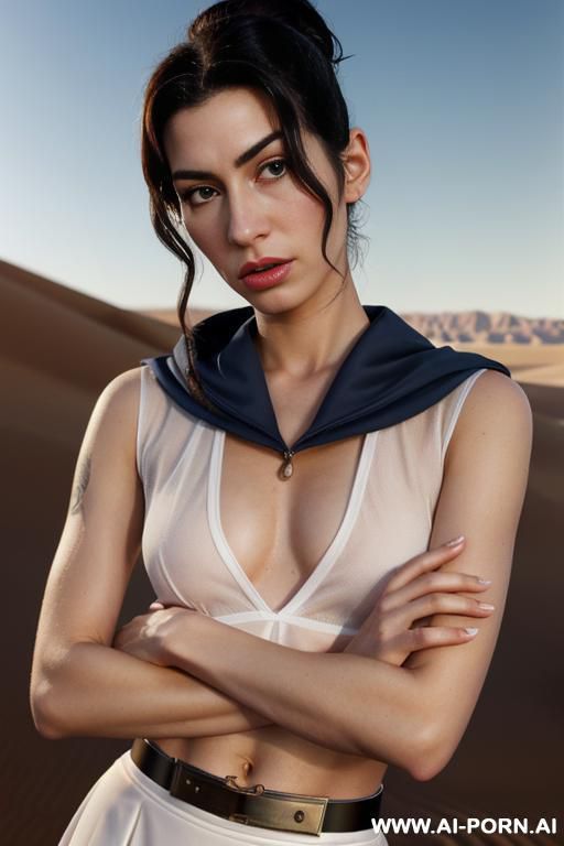 hyperrealism painting: an atompunk sci-fi bald slender skiny amy winehouse, age twenty, flated chest, tits out, with yellow transparent sheer hood, wearable electronic sensors and wearable sci-fi - #main