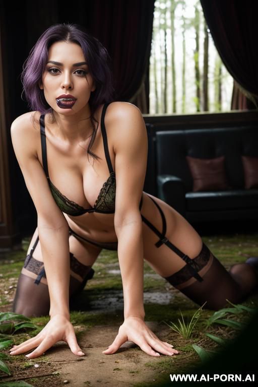 realistic, brunette, 5-30, natural breasts, normal build, strappy lingerie, on her knees, hands are tied behind her back, face is covered in cum, mouth open - #main
