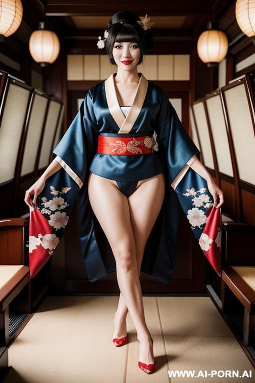 great image, photorealistic, smile, pubes, straight wavy swept, far body view, muscles, realistic womanly hip size ratio, cuba, body curves. - #main