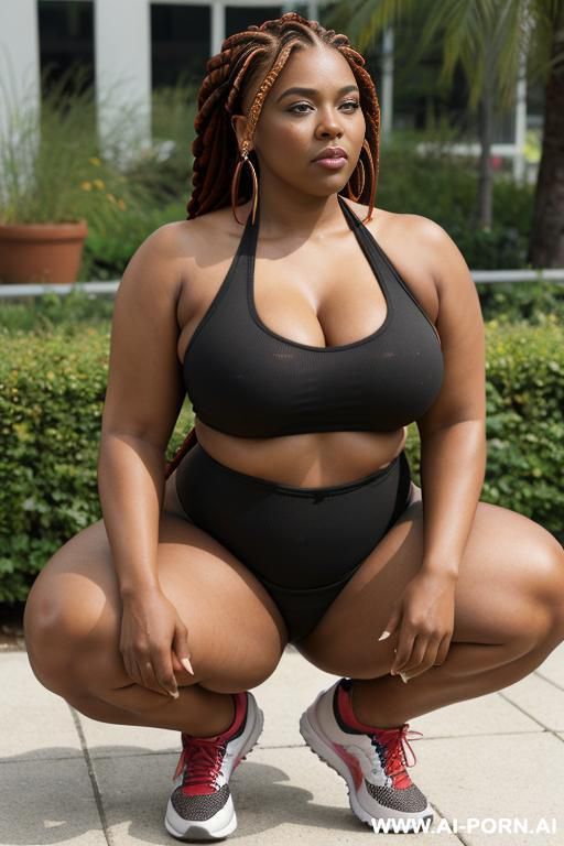 ebony milf plus size model , ((((wide hips)))) ((((thick thigh )))) ,,((( thick legs ))) leggins, sneakers sport shoes, ((spread legs)), twerking - #main