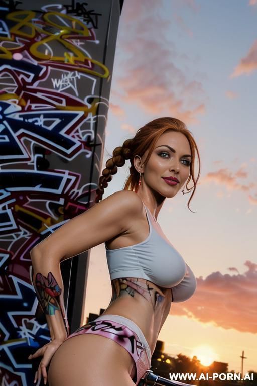 view fish eye lens view down level shot boobs in closedup ((((sky landscape sunset bright sun)))) at the outdoor in the park ((((seductive gaze)))) direct contact eyes pretty italian woman full - #main