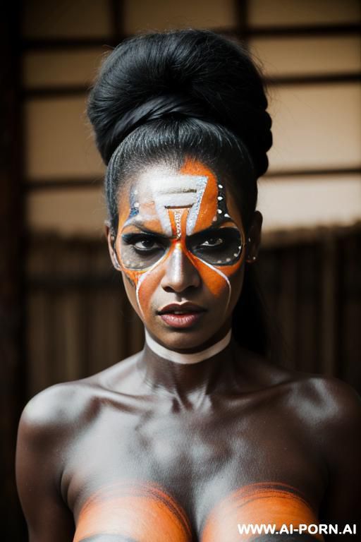 papuan angry woman, face paint - #main