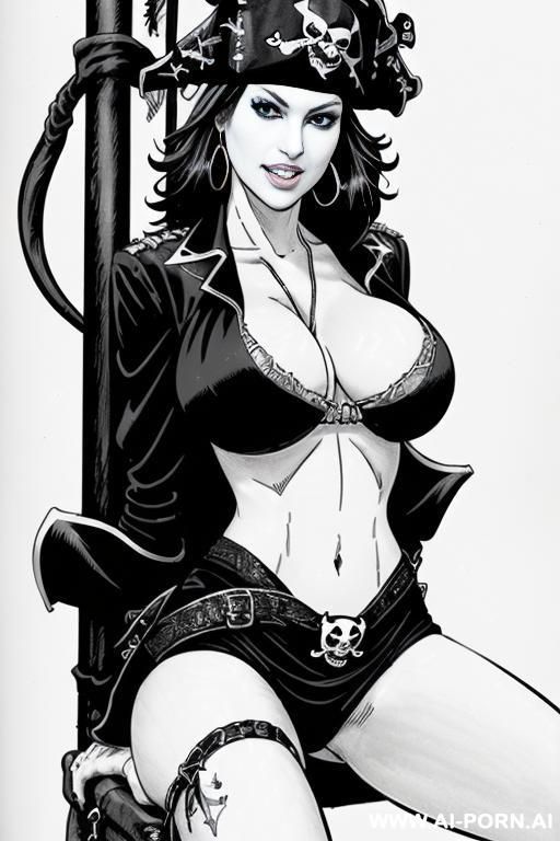 down level shot boobs in closedup sky cloudy ((((pirate ship))) pretty italian woman full lips shocked face (((( biting lip)))) boobs boots stilettos hell muscle fit brunette tail cut hair - #main